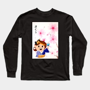 Sakura Cherry Blossoms Kawaii Girl Tshirt Long Sleeve T-Shirt